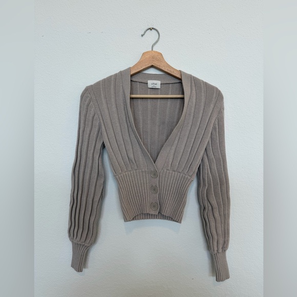 Aritzia Wilfred Cardigan XS Wool Blend Gray Beige